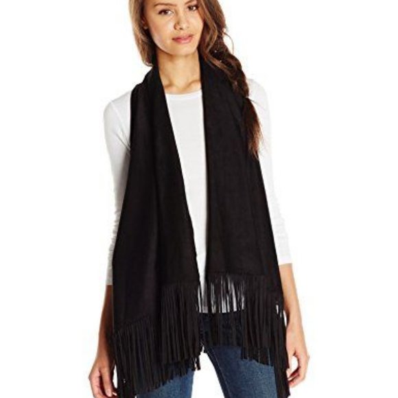 Jolt Jackets & Blazers - NWT Black suede fringe vest